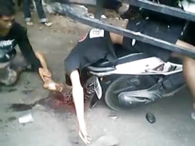 Boy Sobs over his Dangling Dead Friend after Fatal Accident rear ending a Truck