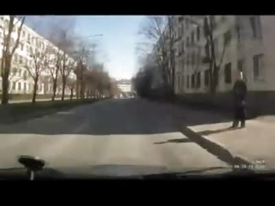 Wannabe Eminem Raps While Walking But Doesn't Look Both Ways..... Head Cracked OWNED!