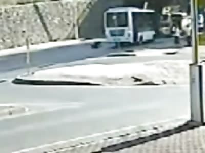 Poor Guy Annihilated by Vehicle after Getting off the Bus