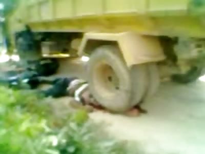 Just a Dump Truck on the Mans Head 