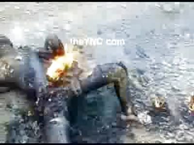 Close Up Footage of Man Crackling On fire after Suicide, (twins both Burned themselves Alive) 