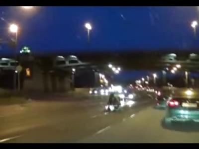 Pedestrian Completely Owns Guy on Motorcycle, All without Knowing It