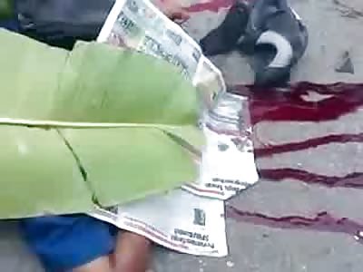 Skid Marks of Blood From Horrible Motorcycle Accident