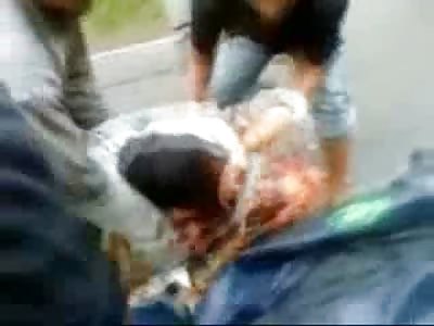 This Man or Woman is Completely Shredded left in the Middle of the Road 