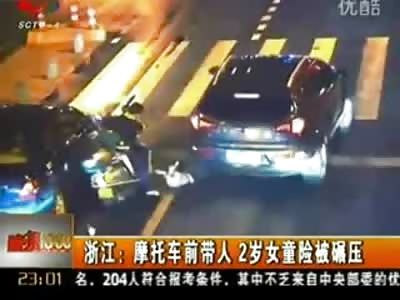 Phenomenal Parenting....Father Drops 2 yo Daughter Nearly Getting Her Head Crushed by Wheel of Passing Car