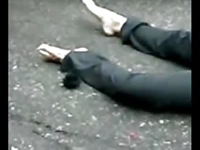 Necrophiliac Cameramam can't take his Eyes off Crushed Female with Brains all over the Street 