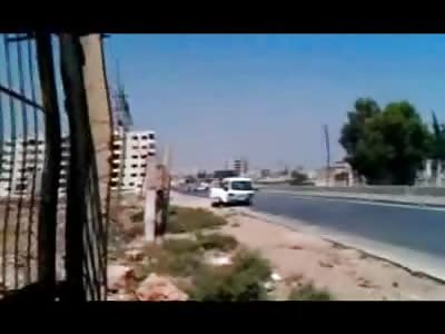 NEW: Syrian Revolution Brutal AK-47 Ambush on Guards who dont Stand a Chance
