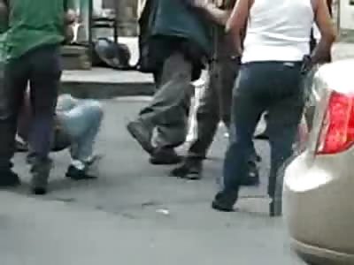 Nasty Girl in a G String rolls around on the Pavement and Doesn't Care who Watching 