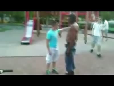 Small White Kid 1 Punch KO's Big Black Bully