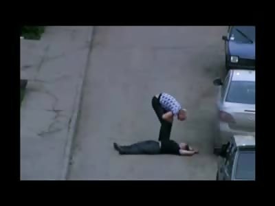 Kid delivers Brutal Elbow Knockout then Drags him out of the Street 