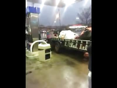 Savage Ghetto Female Beats the SHit out of Smaller Chick in a Rain Storm