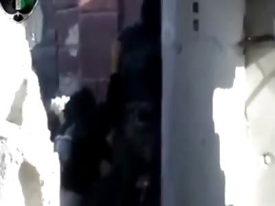 Idiot FSA Rebel Shoots Himself and His Two Friends with A Gun Too Powerful for Him to Use (Slow Motion Added)