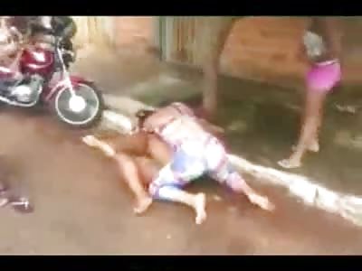 Like Mom like Daughter....Daughters watching Moms Brawl on the Street start going At it as Well