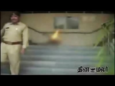 Short Video of Naked Woman Burning Alive on the Steps as her Family Dies inside