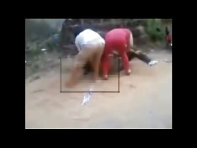 Older Couple Husband and Wife Attack a Younger Girl on the Street and Strip Her Naked