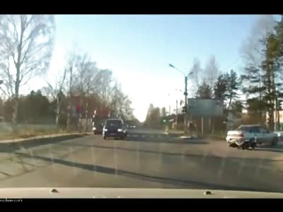 BOOM! Speeding Biker Crashes Head First into Turning Car