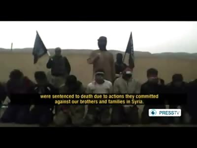 Unedited: FSA Captain personally Executes 11 Syrian Troops Sentenced to Death are Executed Point Blank with Handgun