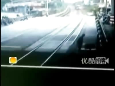 Confused and Decrepit Old Man walks in Front of Train Killing Him Instantly 