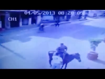 Maniac Driver takes out 3 People at a Time, Bicyclist and Two Girls Walking