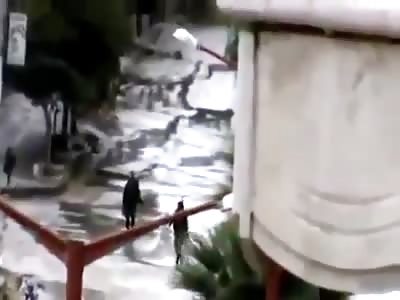  Assadist Fighters approach a Bicycle.....