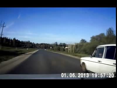 Speeding Car in Street Race Mows Over two Pedestrians then Flips 