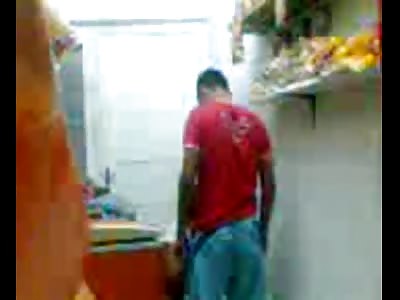 Security cam records employees fucking in storage room during working hours.