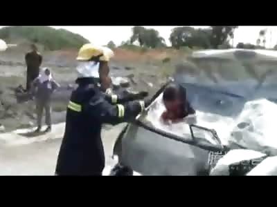 Woman's Head Smashed Clean Through Windshield Still Alive and Talking