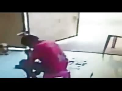 Dont look down the Barrel..Man Cleaning his Gun Kills Himself Accidentally in Front of his Dog (Watch slow Motion with Blood from the Head)