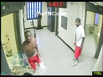 THUG LIFE: Inmates With Hand Made Shanks In Miami Date County Jail Try & Approach Their Victim But He Escapes By Leaping From Second Story!