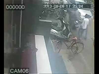 Giant Truck Rolls into Crowd somehow not Seeing Everyone??