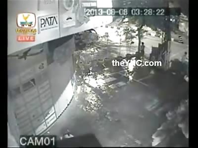 Man Soars through the Air after hit by Truck, then Truck takes off in Brutal Hit and Run