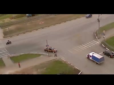 Unlucky Pedestrian is Ran over After Car is Hit and Collides into Her