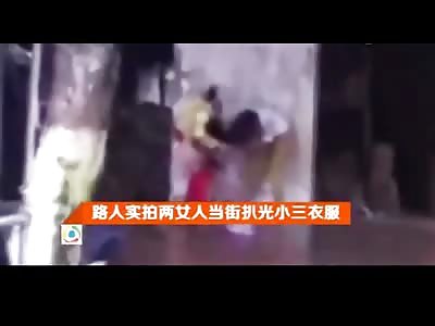 Wife Strips her Husbands Girlfriend Naked on the Street