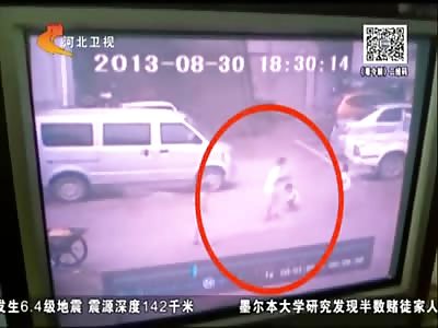 Boy being Run Over and Crushed by Car Wheels in Front of his Friends 
