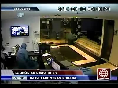 Thief Shoots Himself in the Head while looking for something to Steal from Office