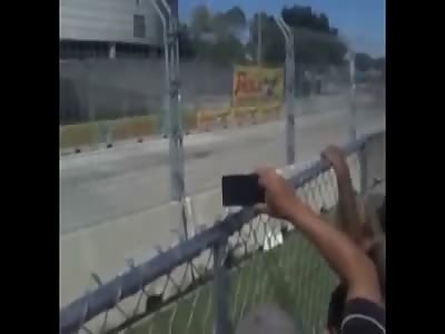 Grand Prix in Houston Has Insane Crash (Two Angles)