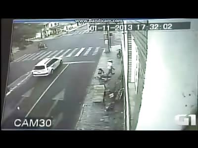 Oblivious Woman walks right into an Oncoming Bus....