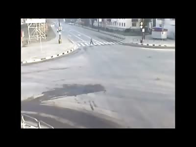 Not a Car near the Crosswalk When all of the Sudden..........