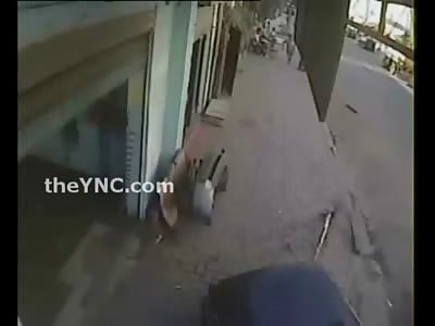 Man Chillin' on a Corner is Ranover by out-of-control Car