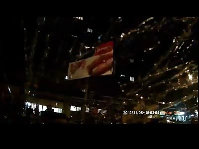 Girl in Red Hoodie Running Across the Street is Struck by Car Smashing the Windshield 