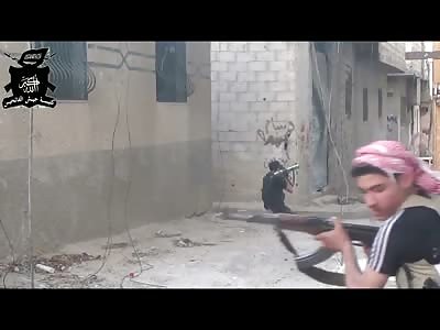 Bazooka Backfires Exploding and Incinerating Rebel 