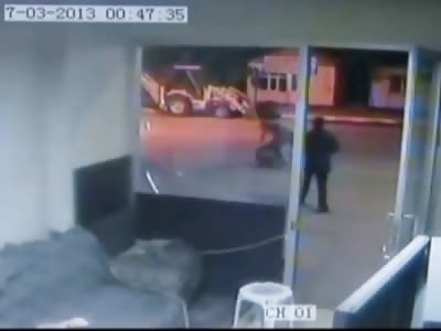 Man comes outside with a Pump Shotgun and Kills Man getting out of Car (Guy on the Left)