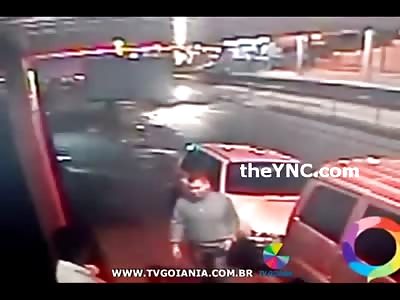 Man Lounging on his Car Doesn't Like what he Hears ... So He Shoots the Guy