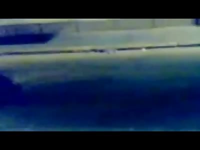 Bull with Flaming horns Quickly Kills a Man standing in the Street...Horn through the Torso (Slow Motion Added)