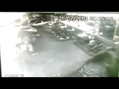 Brutal Murder Caught on CCTV...Man in White Shirt Gets it Pretty Bad