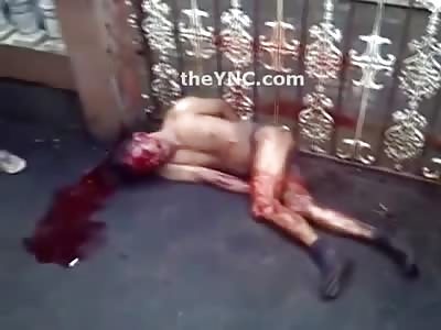 Watching People Die...Dying Man cant Move because hes handcuffed to the Gate