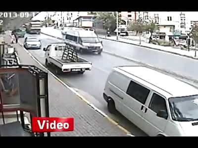 Mother and Daughter holding Hands end up with a Car on Top of Them on the Sidewalk