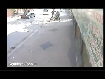 Two Thieves on a Motorcycle get Way more than they Bargained for Trying to Rob this Dude in a Truck 