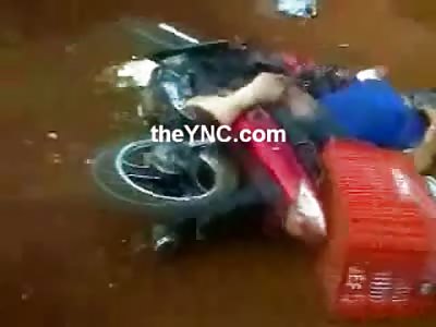 Womans Final Moments after being Runover by a Tractor on her Motorcycle 