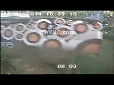 SQUISH: Man is Crushed by Bus, Smashed up Against Iron Gate